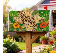 Coperture magnetiche per cassette postali con stampa leopardata, tropicale vibrante ibisco foglie di palma estive gialle decorative per la casa e il giardino, 45,7 x 53,7 cm