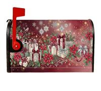 Coperture magnetiche per cassette postali con stella di Natale e regali | Stelle di Natale rosse, copertura della cassetta delle lettere, verde invernale, fiocchi di neve d'argento