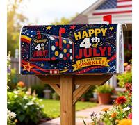 Coperture magnetiche per cassette postali con stelle, copertura per cassetta delle lettere rossa con fuochi d'artificio patriottici festivi a pois per il giorno dell'indipendenza copertura per la