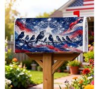 Coperture magnetiche per cassette postali con stelle, copertura per cassetta postale rossa con uccelli patriottici rustici a righe per il giorno dell'indipendenza per la decorazione del portico
