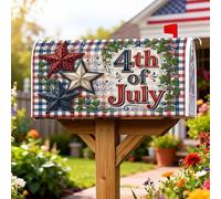 Coperture magnetiche per cassette postali con stelle, motivo scozzese patriottico festivo per il giorno dell'indipendenza dell'edera, decorazione per porta d'ingresso, 45,7 x 53,7 cm