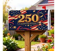 Coperture magnetiche per cassette postali con stelle, nastro a strisce natalizie patriottiche per celebrazione blu navy per decorazione portico anteriore 45,7 x 53,7 cm