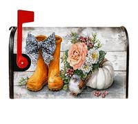 Coperture magnetiche per cassette postali con stivali di gomma, fiori rustici di fattoria, zucca, autunno, arancione, per decorazioni per casa e giardino, 45,7 x 53,3 cm