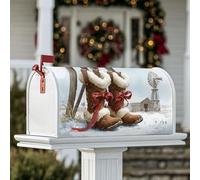 Coperture magnetiche per cassette postali con stivali, nastri rustici invernali invernali invernali marrone protezione per cassetta postale per decorazione cortile anteriore 45,7 x 53,3 cm