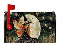 Coperture magnetiche per cassette postali con strega, fantasiose farfalle e stelle di Halloween, per decorazioni esterne da cortile, 53 x 64 cm
