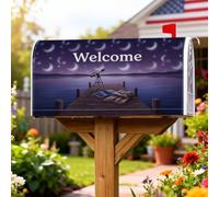 Coperture magnetiche per cassette postali con telescopio, luna serena, stelle, notte, viola, decorazione per esterni, 45,7 x 53,3 cm