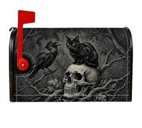 Coperture magnetiche per cassette postali con teschio, arte gotica scura corvo, gatto, Halloween, copertura per cassetta postale per esterni, giardino, cortile, decorazione, 53 x 64 cm