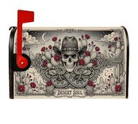 Coperture magnetiche per cassette postali con teschio e cactus, 45,7 x 53,3 | Cappello da cowboy, copertura per cassetta postale, serpente, cactus in fiore, estetica occidentale, intricata arte della