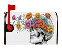 Coperture magnetiche per cassette postali con teschio, fiori artistici bohémien floreali per Halloween multicolore, protezione per la decorazione della porta d'ingresso, 53 x 64 cm