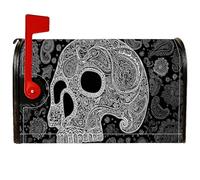 Coperture magnetiche per cassette postali con teschio, stile gotico artistico Paisley floreale Halloween nero decorativo per giardino patio decorazione 45,7 x 53,3 cm