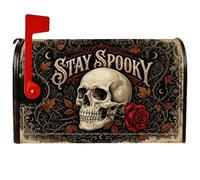 Coperture magnetiche per cassette postali con teschio, stile gotico rustico con foglie di rosa, per Halloween, decorazione per esterni, giardino, cortile, 45,7 x 53,3 cm