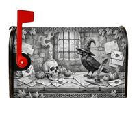 Coperture magnetiche per cassette postali con teschio, stile gotico, rustico, corvo, zucche, Halloween, colore nero, per esterni, decorazione per giardino, patio, 45,7 x 53,7 cm