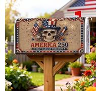 Coperture magnetiche per cassette postali con teschio, stile patriottico, rustico, con cappello a cilindro e fuochi d'artificio, per il giorno dell'indipendenza, per esterni, decorazione da cortile