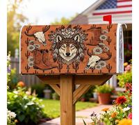 Coperture magnetiche per cassette postali con teschio, stile rustico, stivali occidentali, piume autunnali, arancioni, per esterni, giardino, cortile, decorazione, 45,7 x 53,3 cm