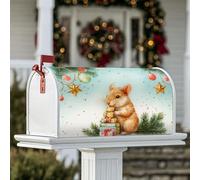 Coperture magnetiche per cassette postali con topo, regali natalizi fantasiosi, rami di pino, copertura per cassetta della posta verde per esterni, giardino, cortile, decorazione 45,7 x 53,7 cm