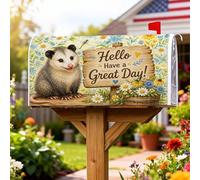 Coperture magnetiche per cassette postali con topolino, fiori rustici fantasiosi in legno verde primaverile, involucri per la decorazione della porta d'ingresso, 53 x 64 cm