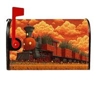 Coperture magnetiche per cassette postali con treno, copertura per cassetta postale autunnale rustica zucca fieno autunno arancione copertura per la decorazione del prato 53 x 64 cm