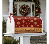 Coperture magnetiche per cassette postali con treno, stelle di Natale e stelle di Natale rosse, decorazione per cortile, 45,7 x 53,3 cm