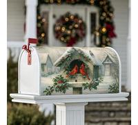 Coperture magnetiche per cassette postali con uccelli, copertura per cassetta postale invernale rustica invernale con agrifoglio, per esterni, giardino, cortile, decorazione, 53 x 64 cm