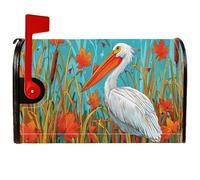 Coperture magnetiche per cassette postali con uccelli costieri, autunno natura foglie erba autunno blu copertura per la decorazione del prato 45,7 x 53,7 cm