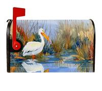 Coperture magnetiche per cassette postali con uccelli costieri, con canne d'acqua panoramiche della natura, protezione per cassetta postale blu estiva, per decorazione da giardino e patio, 53 x 64 cm