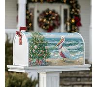 Coperture magnetiche per cassette postali con uccelli costieri, conchiglie natalizie per albero di Natale verde per esterni, decorazione da giardino e cortile, 53 x 64 cm