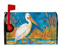 Coperture magnetiche per cassette postali con uccelli costieri, motivo natura fantasiosa ninfee tife estate blu per la decorazione esterna del cortile 53 x 64 cm