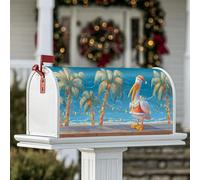 Coperture magnetiche per cassette postali con uccelli costieri, palma tropicale festiva, luci di Natale, blu per le vacanze, decorazione per cortile, 45 x 53 cm