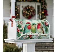 Coperture magnetiche per cassette postali con uccelli, decorazioni natalizie per cassetta delle lettere rosse con agrifoglio, decorazioni natalizie per la porta d'ingresso, 53 x 64 cm