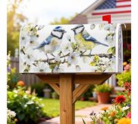 Coperture magnetiche per cassette postali con uccelli, fiori vivaci della natura, copertura per cassetta delle lettere verde primaverile, per decorazione esterna del cortile, 53 x 64 cm