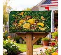 Coperture magnetiche per cassette postali con uccelli gialli, ispirate alla natura, limoni rustici, funghi, copertura per cassetta postale estiva verde per le vacanze, per esterni, giardino, cortile