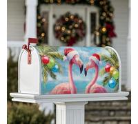 Coperture magnetiche per cassette postali con uccelli tropicali, palma tropicale festiva, cappello di Babbo Natale, pesca, decorazione per portico anteriore, 53 x 64 cm