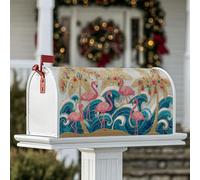 Coperture magnetiche per cassette postali con uccelli tropicali, palme tropicali da spiaggia, onde estive color pesca, protezione per la decorazione della porta d'ingresso, 45,7 x 53,7 cm