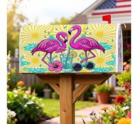 Coperture magnetiche per cassette postali con uccelli tropicali, protezione per la posta di cocktail tropicali estivi e pesca con ibisco, per decorare la casa e il giardino, 45,7 x 53,7 cm