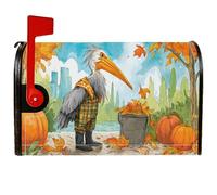Coperture magnetiche per cassette postali con uccello, copertura per cassetta postale autunnale con foglie di zucca autunnali arancioni per le vacanze, decorazione per giardino e patio, 53 x 64 cm