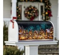 Coperture magnetiche per cassette postali con villaggio innevato, luci natalizie e cielo stellato, decorazioni per casa e giardino, 45,7 x 53,3 cm