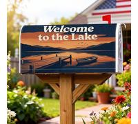 Coperture magnetiche per cassette postali, copertura per cassetta postale stagionale con barca, lago, estate, blu, decorazione per portico anteriore, 45,7 x 53,7 cm