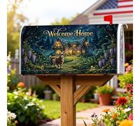 Coperture magnetiche per cassette postali cottage, rustiche fantasiose capre e sentieri primaverili, per decorazione portico anteriore, 53 x 65 cm