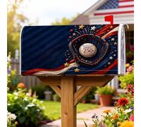 Coperture magnetiche per cassette postali da baseball, guanti festivi patriottici con stelle per il giorno dell'indipendenza blu copertura decorativa per cassetta postale da giardino e patio, 45,7 x