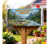 Coperture magnetiche per cassette postali da campeggio, avventure all'aperto, montagne, amaca, estive, verdi, per esterni, decorazione da giardino, 45 x 53 cm