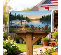 Coperture magnetiche per cassette postali da campeggio, per esterni, rustiche, con lago di fuoco, verde estivo, per decorazioni per la casa e il giardino, 45 x 53 cm