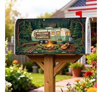 Coperture magnetiche per cassette postali da campeggio, rustiche all'aperto con chitarra antincendio, verde estivo, decorazione per portico anteriore, 53 x 64 cm