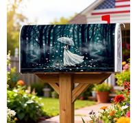 Coperture magnetiche per cassette postali da donna, mistico romantico ombrello lanterna autunno blu decorativo copertura per cassetta postale anteriore decorazione portico 45,7 x 53,7 cm