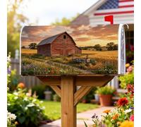 Coperture magnetiche per cassette postali da fienile, copertura decorativa per cassetta postale rustica, campo, tramonto, autunno, rosso, decorazione per portico anteriore, 45 x 53 cm