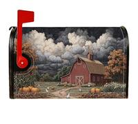 Coperture magnetiche per cassette postali da fienile, rustiche casali con zucche e nuvole autunnali rosse stagionali per esterni, giardino, cortile, decorazione da 53 x 64 cm