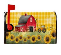 Coperture magnetiche per cassette postali da fienile, rustiche trattore fattoria girasole autunno giallo coperture per cassette postali per esterni per decorazioni da giardino di casa 53 x 64 cm