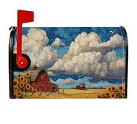 Coperture magnetiche per cassette postali da fienile, rustiche trattori da fattoria, girasole, estive, blu, per la decorazione del prato, 45,7 x 53,7 cm