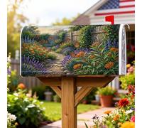 Coperture magnetiche per cassette postali da giardino, rustiche, fiori arancioni, lavanda, verde primavera, protezione per la decorazione del cortile anteriore 53 x 64 cm