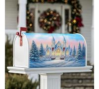 Coperture magnetiche per cassette postali della chiesa, copertura per cassetta postale di Natale invernale con alberi di neve blu per decorazione cortile 45,7 x 53,3 cm