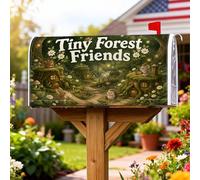 Coperture magnetiche per cassette postali della foresta, fantasioso scoiattolo giocoso riccio verde primavera pelle per la decorazione esterna del cortile 53 x 64 cm